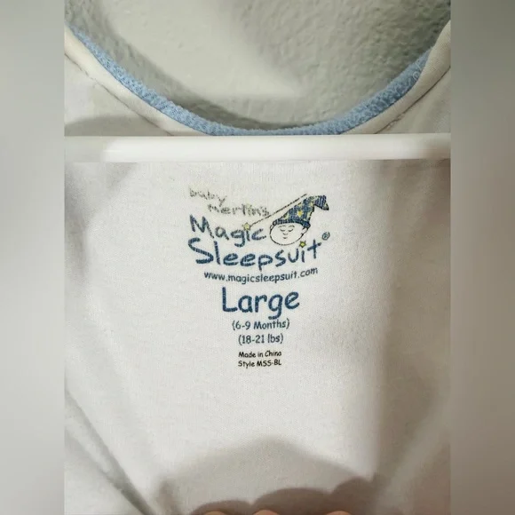 Baby Merlin’s Magic Sleepsuit Baby Blue Footie Weighted Suit Baby 6-9 Month - Picture 2 of 5